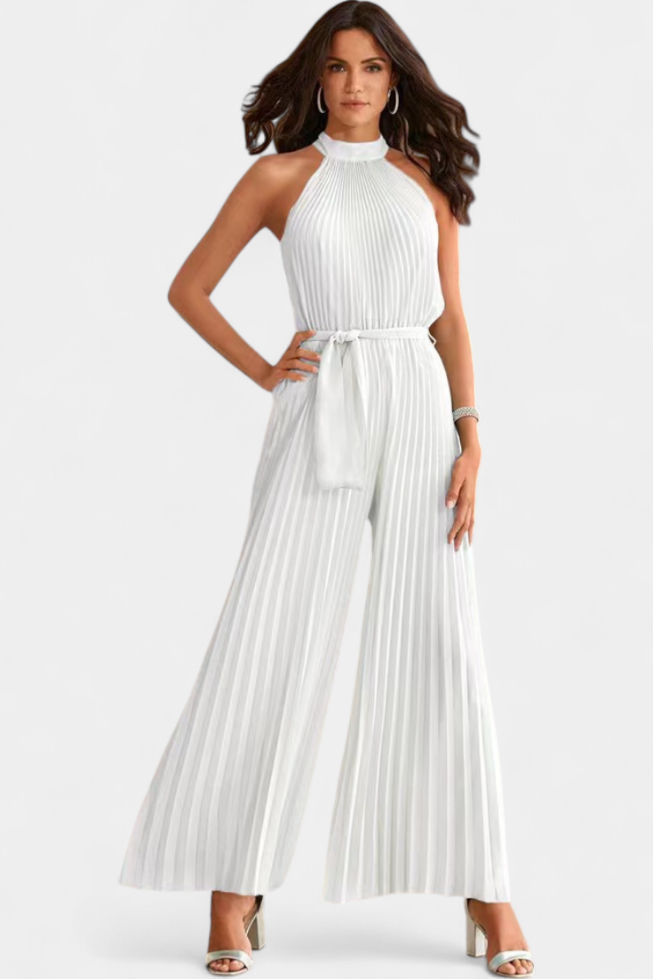 Patrizia™ -  Halter Neck Pleated Palazzo Jumpsuit