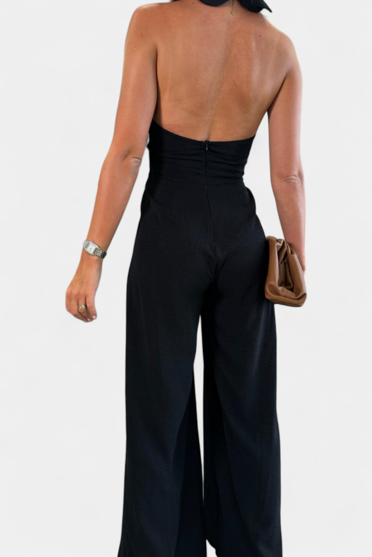 Jessica™ - Wide-Leg Backless Halter Jumpsuit