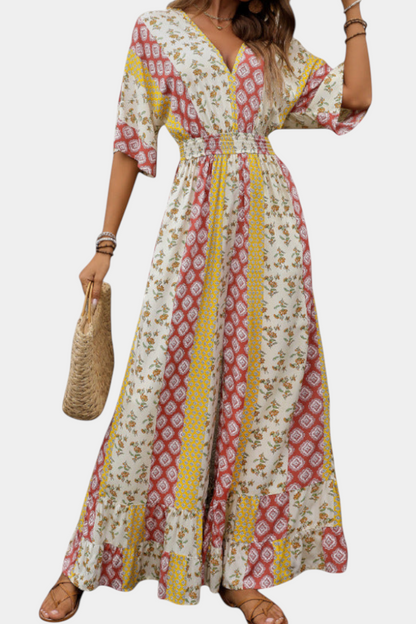 Ayanna™ - Bohemian V-Neck Jumpsuit with Flowing Sleeve