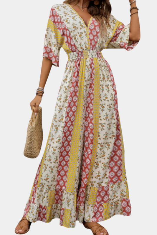 Ayanna™ - Bohemian V-Neck Jumpsuit with Flowing Sleeve