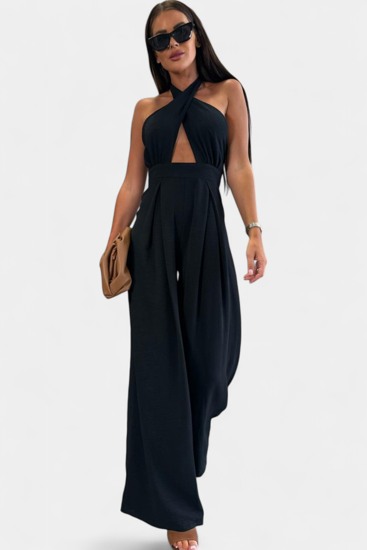 Jessica™ - Wide-Leg Backless Halter Jumpsuit