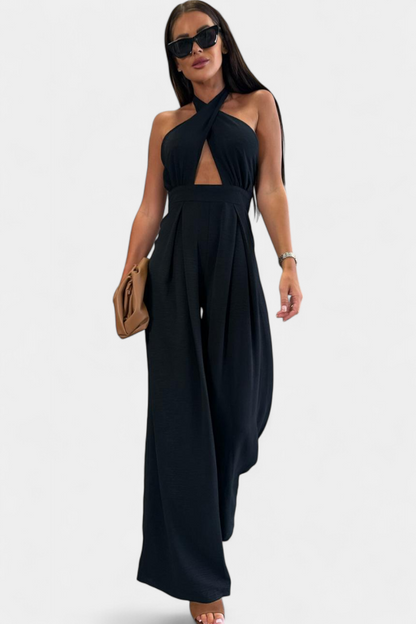 Jessica™ - Wide-Leg Backless Halter Jumpsuit