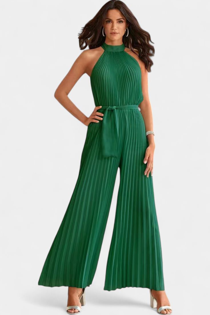 Patrizia™ -  Halter Neck Pleated Palazzo Jumpsuit