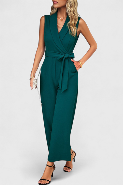 Luciana™ -  Adjustable Waist Cross-Back Jumpsuit with Flared Legs