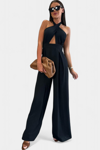 Jessica™ - Wide-Leg Backless Halter Jumpsuit