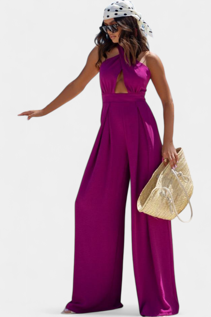 Jessica™ - Wide-Leg Backless Halter Jumpsuit