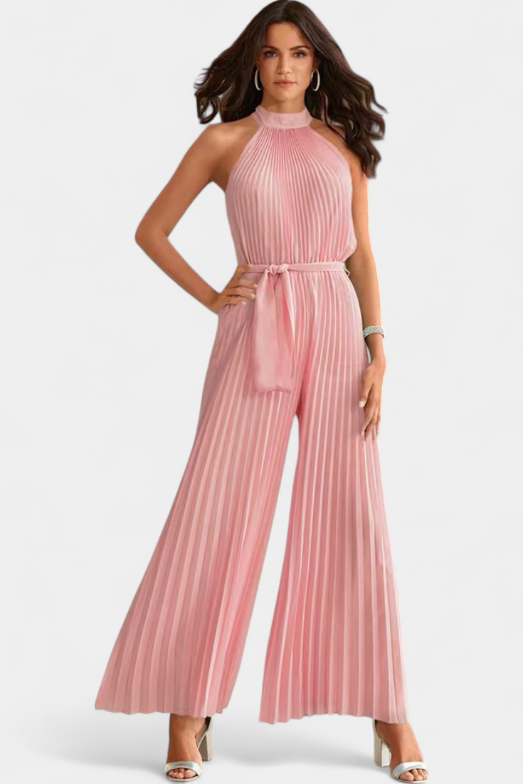 Patrizia™ -  Halter Neck Pleated Palazzo Jumpsuit