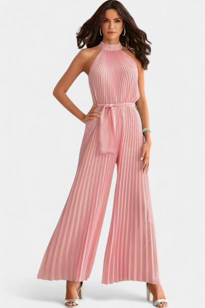 Patrizia™ -  Halter Neck Pleated Palazzo Jumpsuit