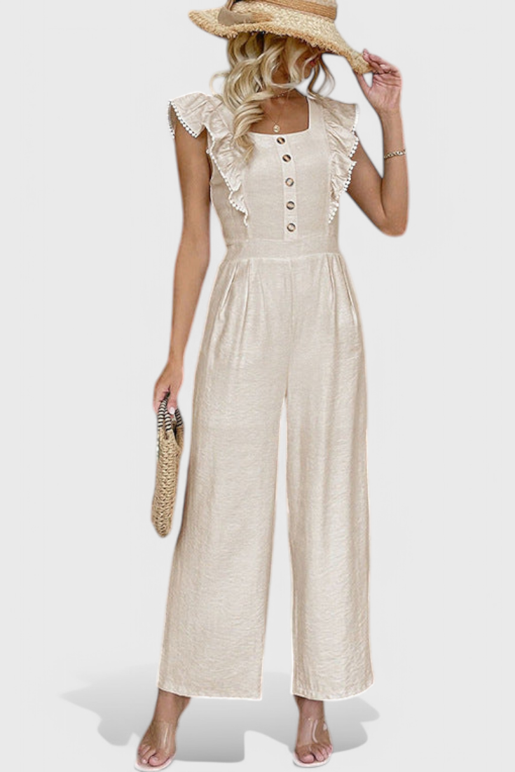 Amahle™ - Linen Set with Ruffled Sleeves and High-Waisted Design