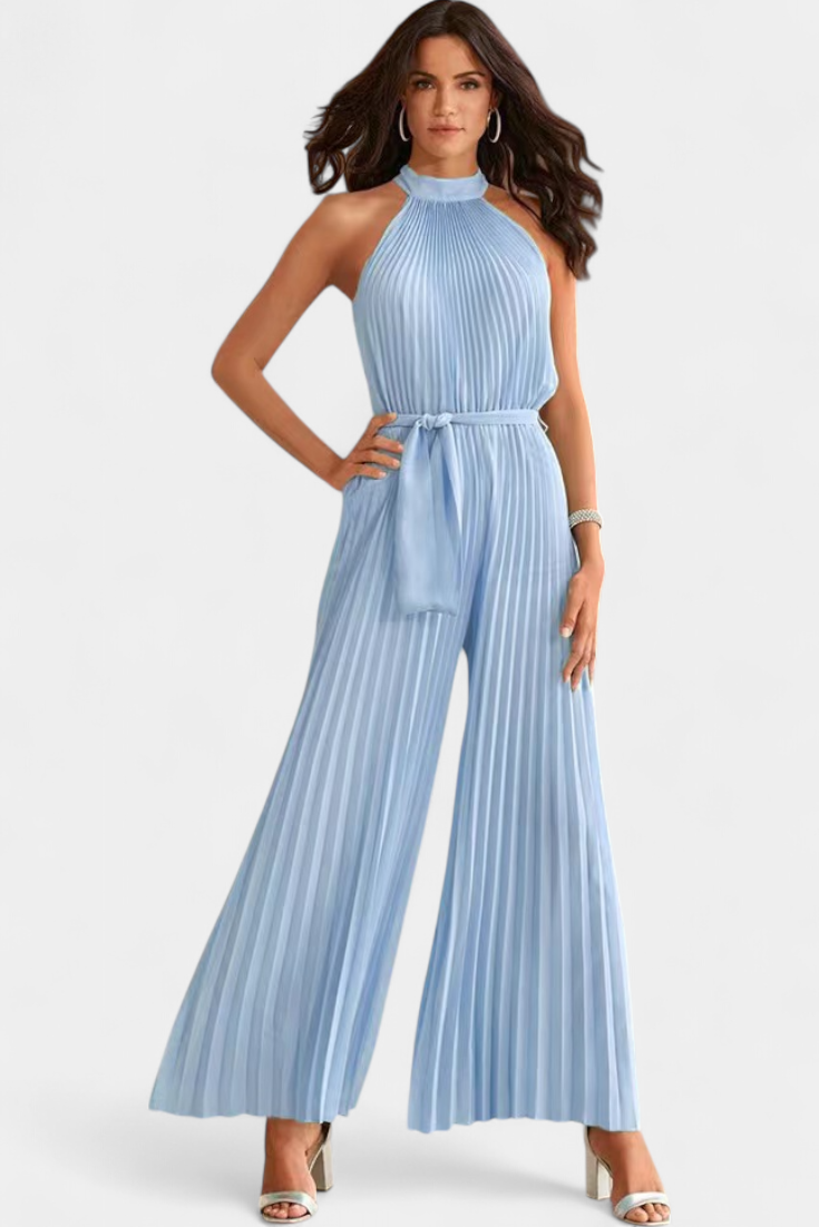 Patrizia™ -  Halter Neck Pleated Palazzo Jumpsuit