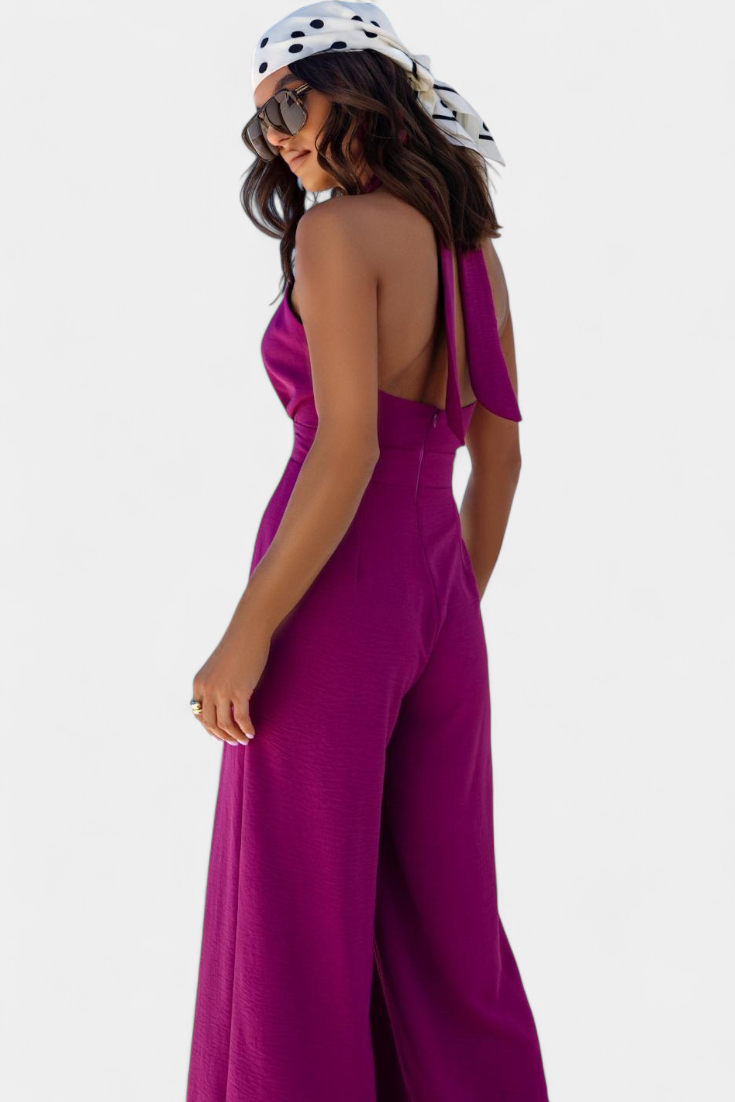 Jessica™ - Wide-Leg Backless Halter Jumpsuit