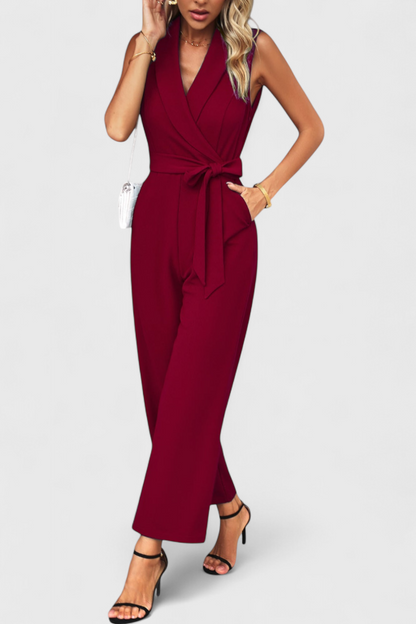 Luciana™ -  Adjustable Waist Cross-Back Jumpsuit with Flared Legs