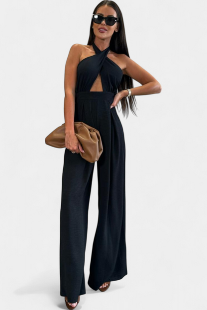 Jessica™ - Wide-Leg Backless Halter Jumpsuit
