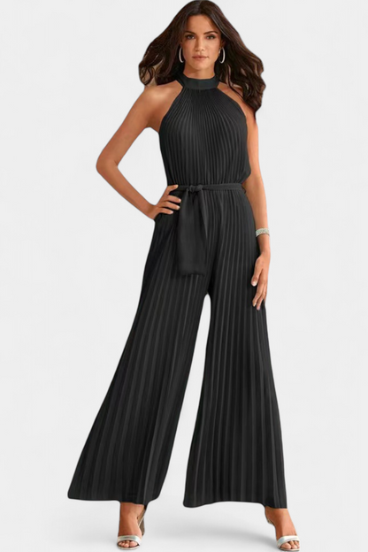 Patrizia™ -  Halter Neck Pleated Palazzo Jumpsuit