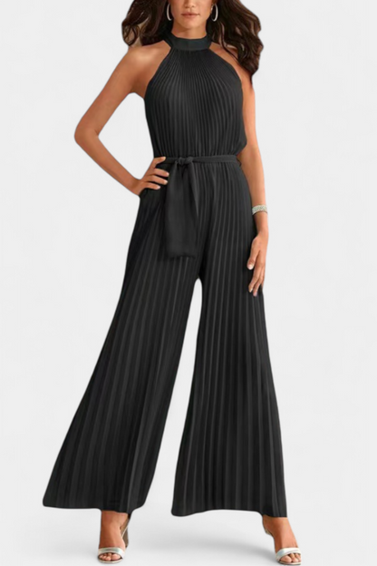 Patrizia™ -  Halter Neck Pleated Palazzo Jumpsuit
