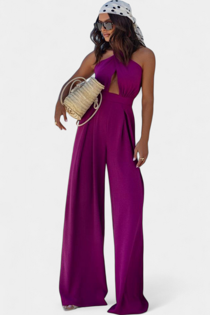 Jessica™ - Wide-Leg Backless Halter Jumpsuit