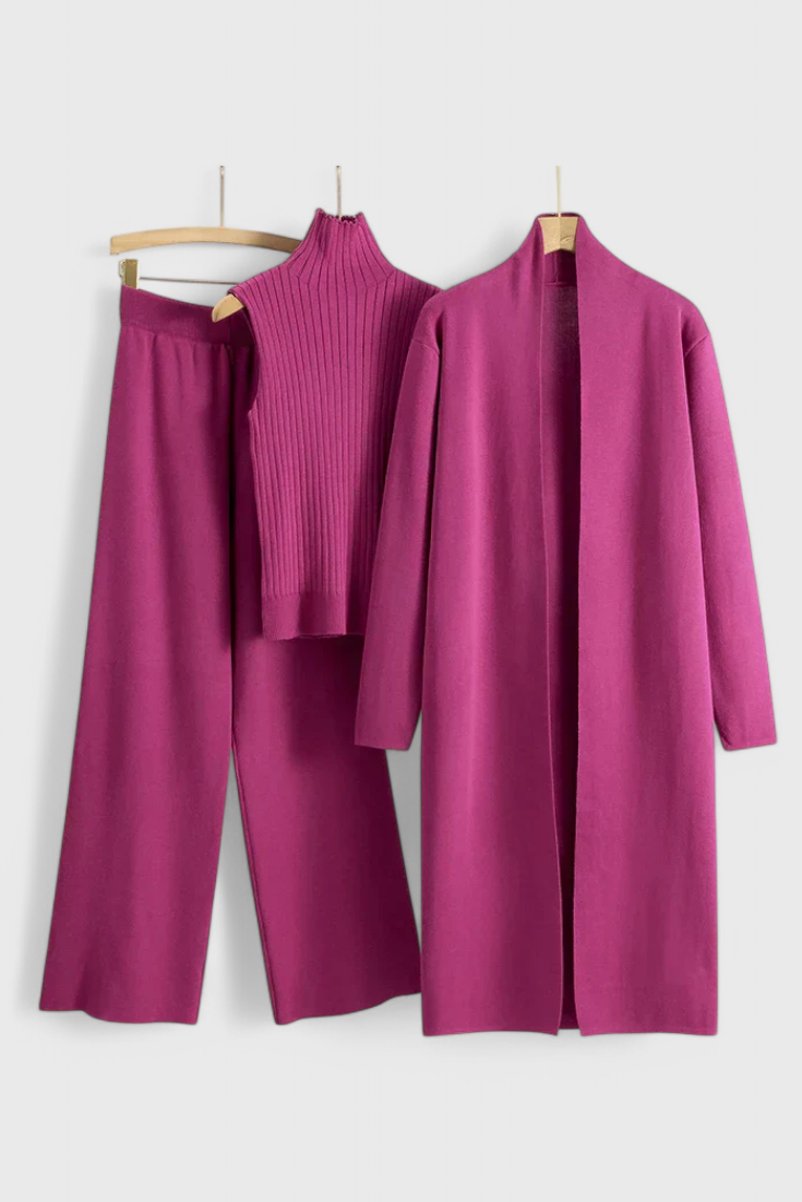 Mahalia™ - Elegant Cut 3-Piece Soft Knit Ensemble