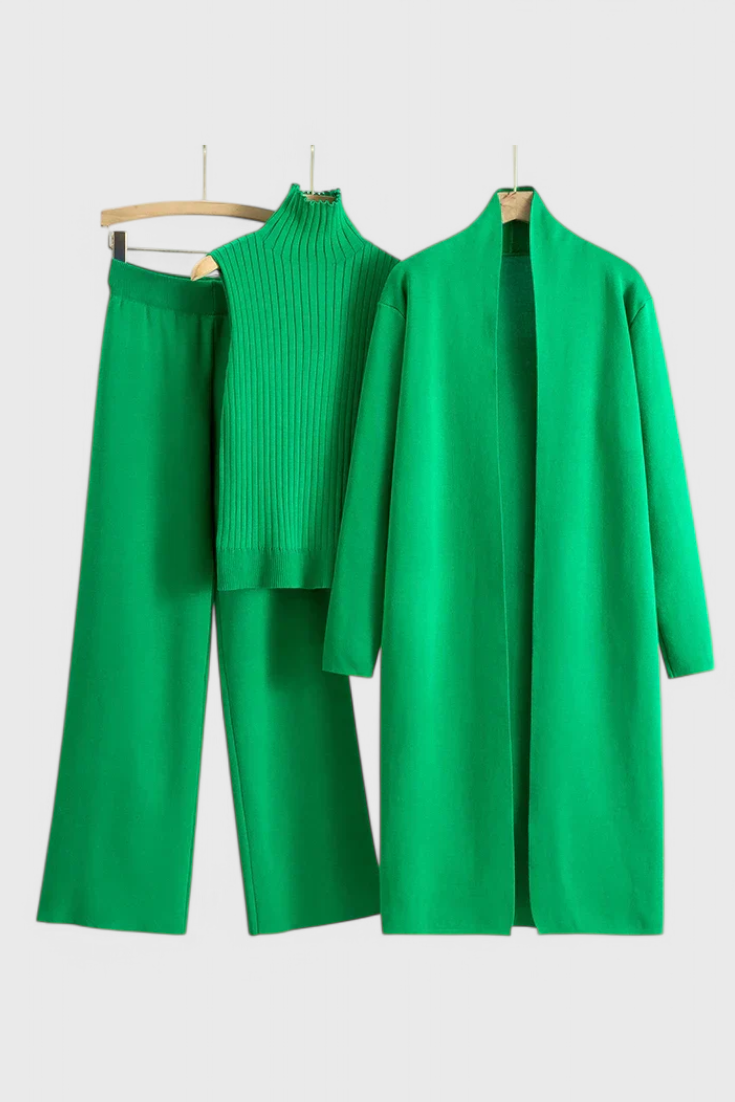 Mahalia™ - Elegant Cut 3-Piece Soft Knit Ensemble