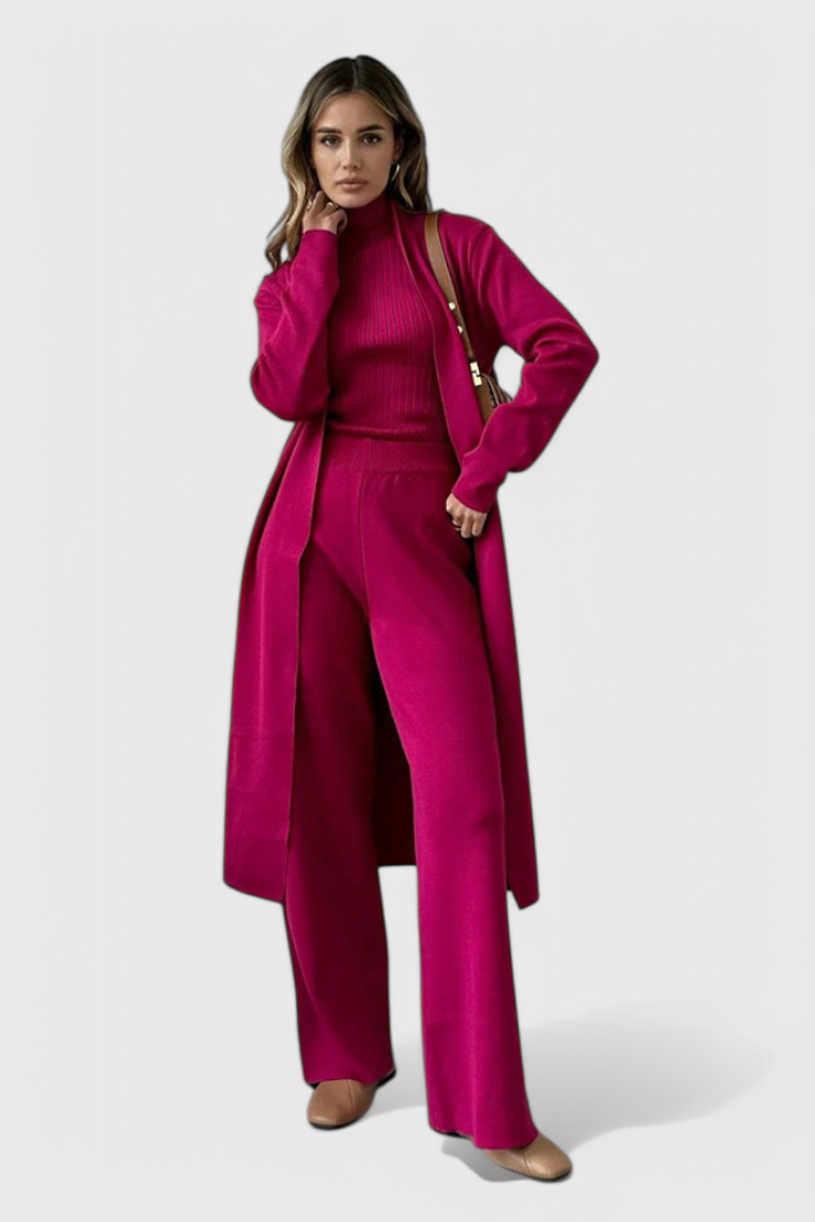 Mahalia™ - Elegant Cut 3-Piece Soft Knit Ensemble