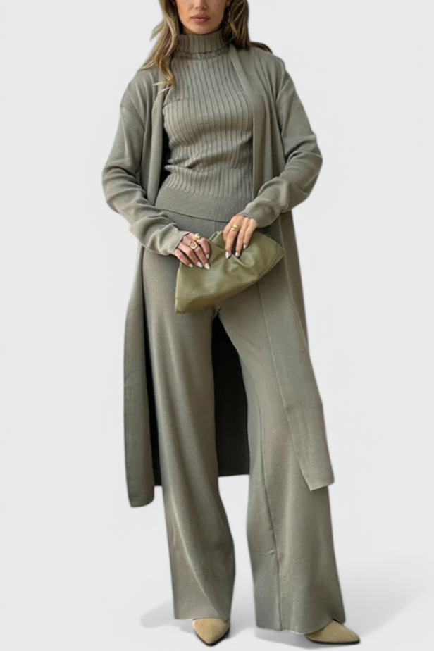 Mahalia™ - Elegant Cut 3-Piece Soft Knit Ensemble