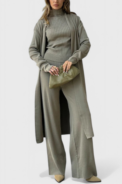Mahalia™ - Elegant Cut 3-Piece Soft Knit Ensemble