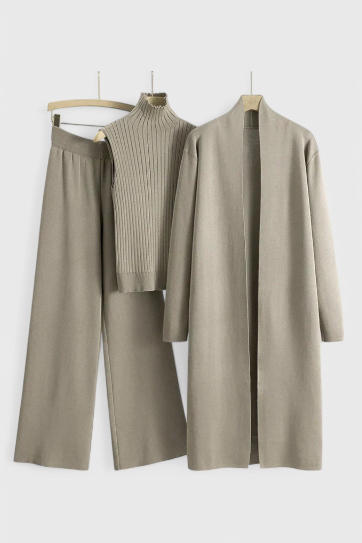 Mahalia™ - Elegant Cut 3-Piece Soft Knit Ensemble