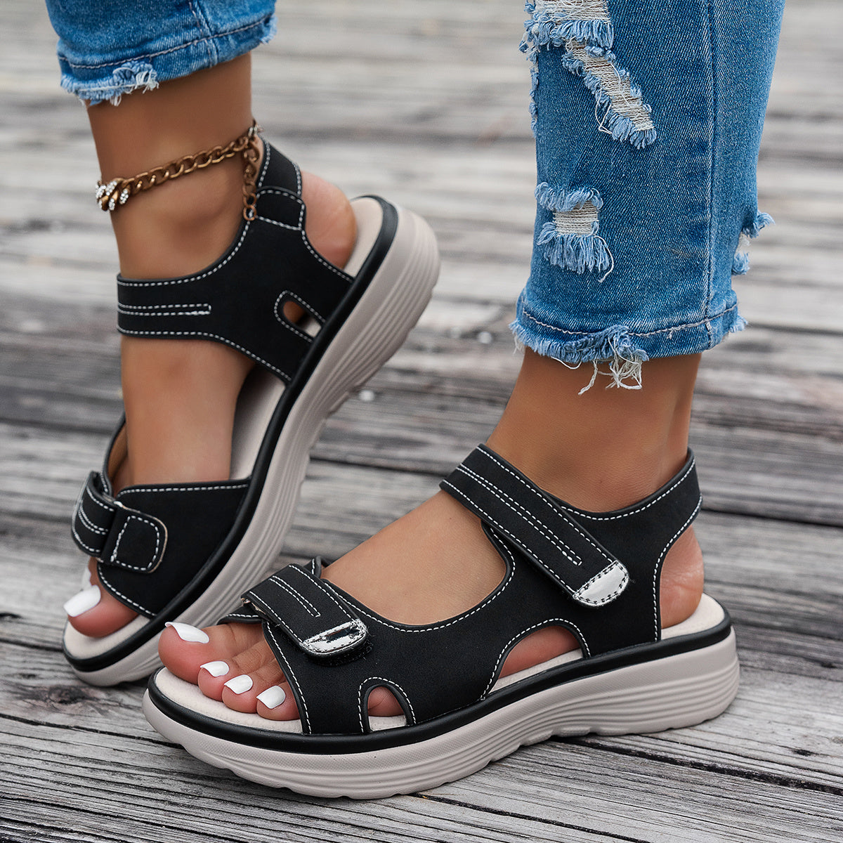 Elara™ | Open-Toe Wedge Sandals with Ankle Strap