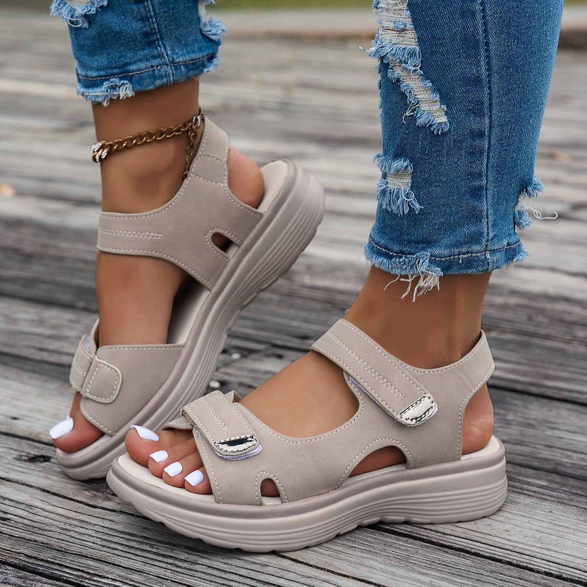 Elara™ | Open-Toe Wedge Sandals with Ankle Strap