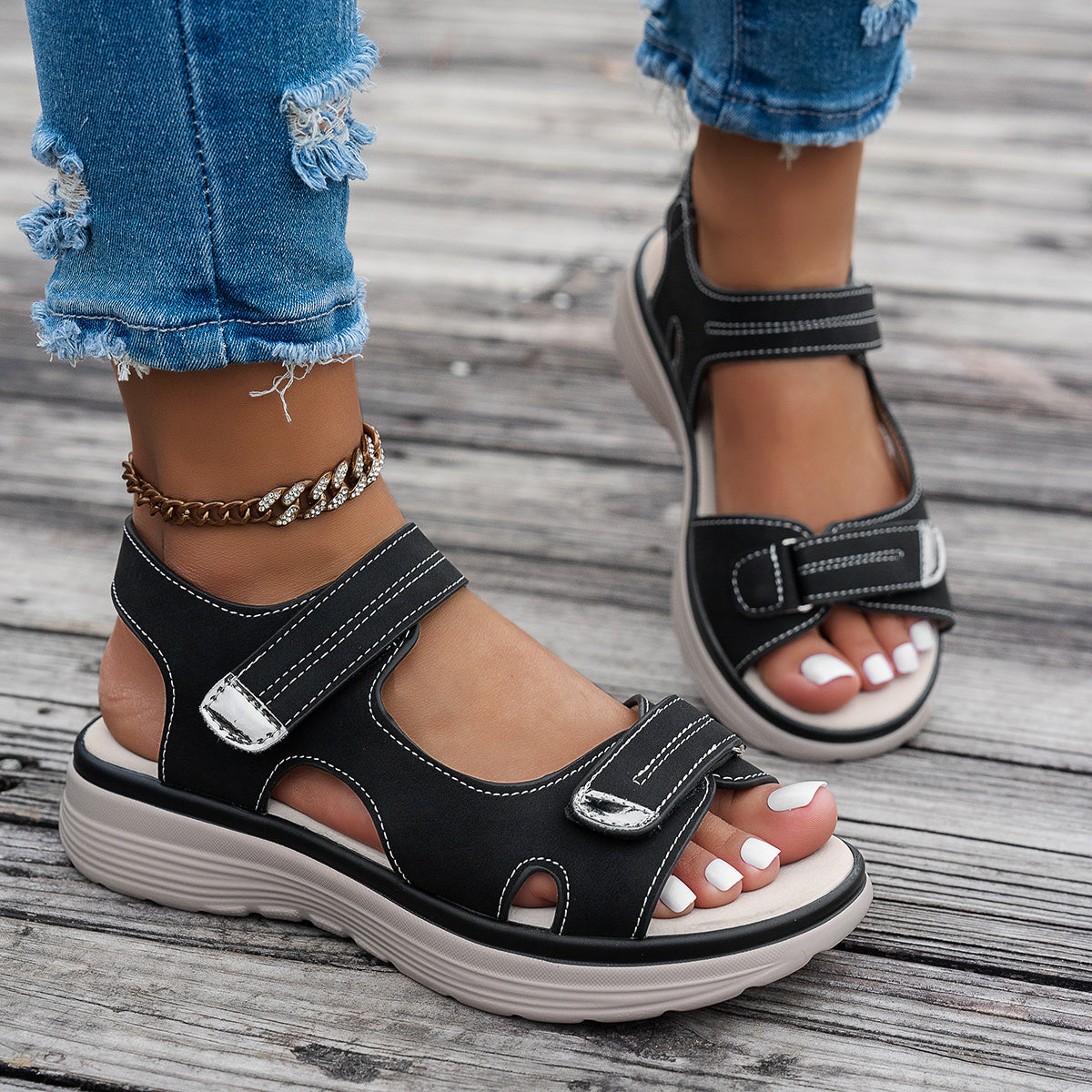 Elara™ | Open-Toe Wedge Sandals with Ankle Strap
