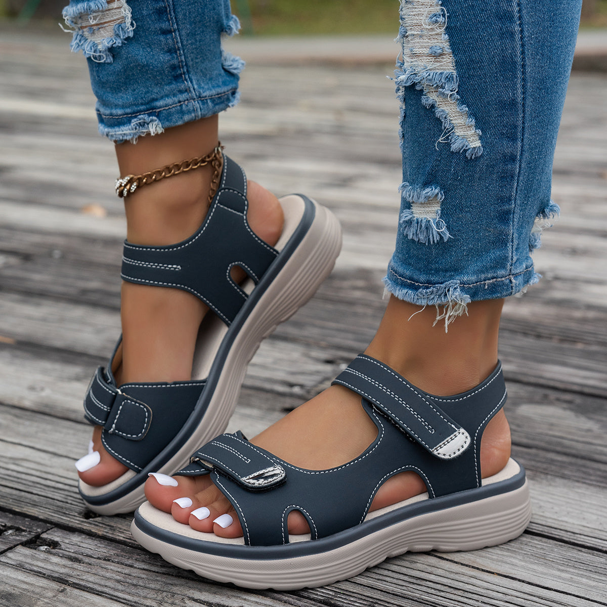 Elara™ | Open-Toe Wedge Sandals with Ankle Strap