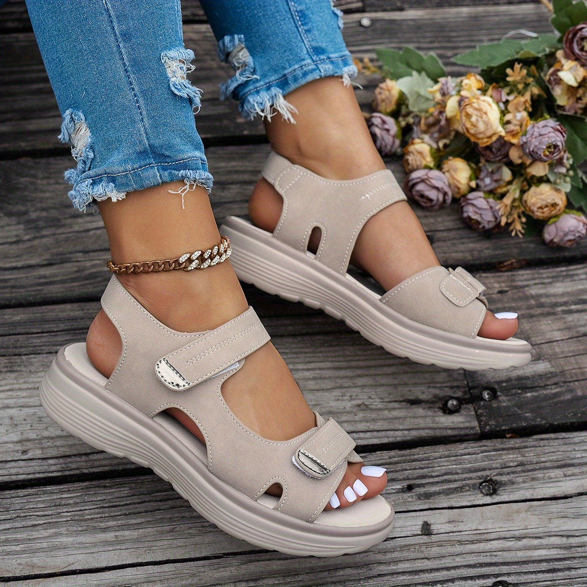 Elara™ | Open-Toe Wedge Sandals with Ankle Strap
