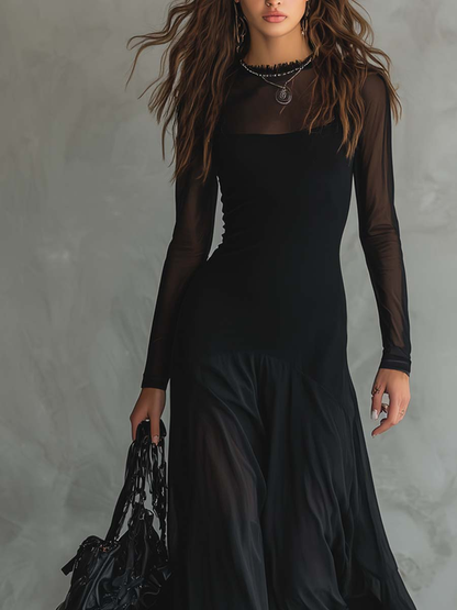 Diane• Maxi dress with a loose fit in black tulle