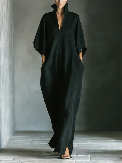Susan • Oversized Black Maxi Dress with Kimono Sleeves
