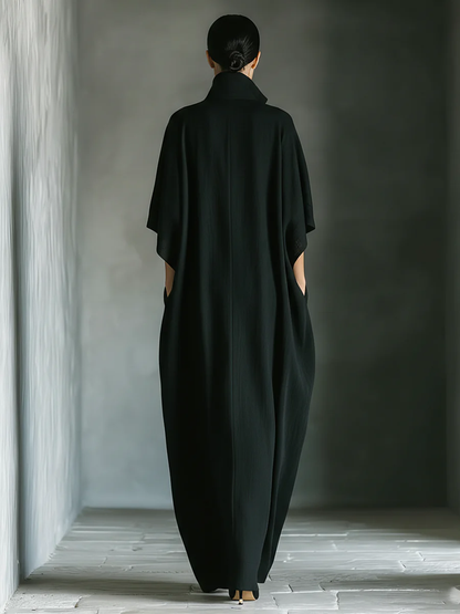 Susan • Oversized Black Maxi Dress with Kimono Sleeves
