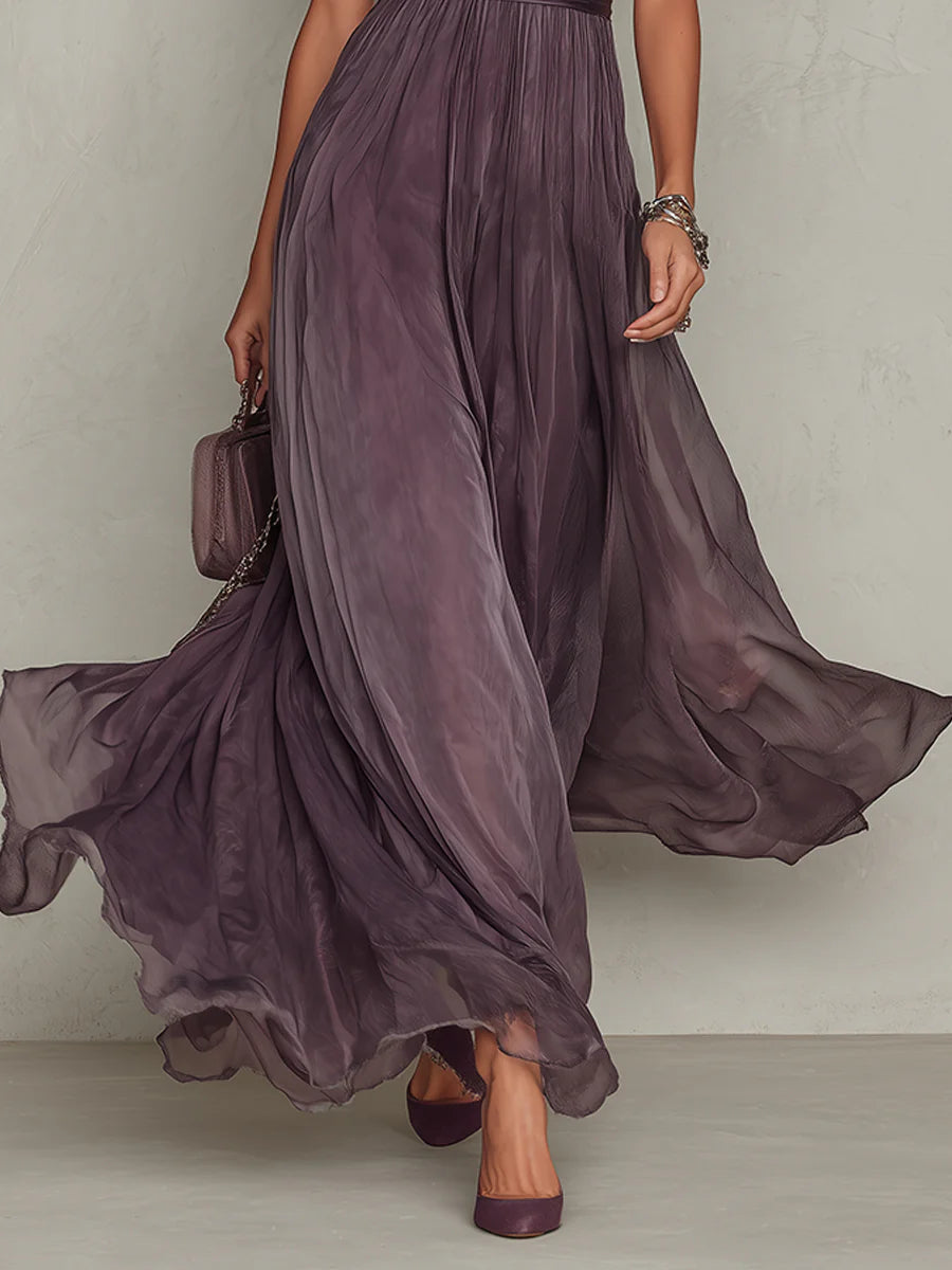 Marie • Long purple dress with keyhole neckline