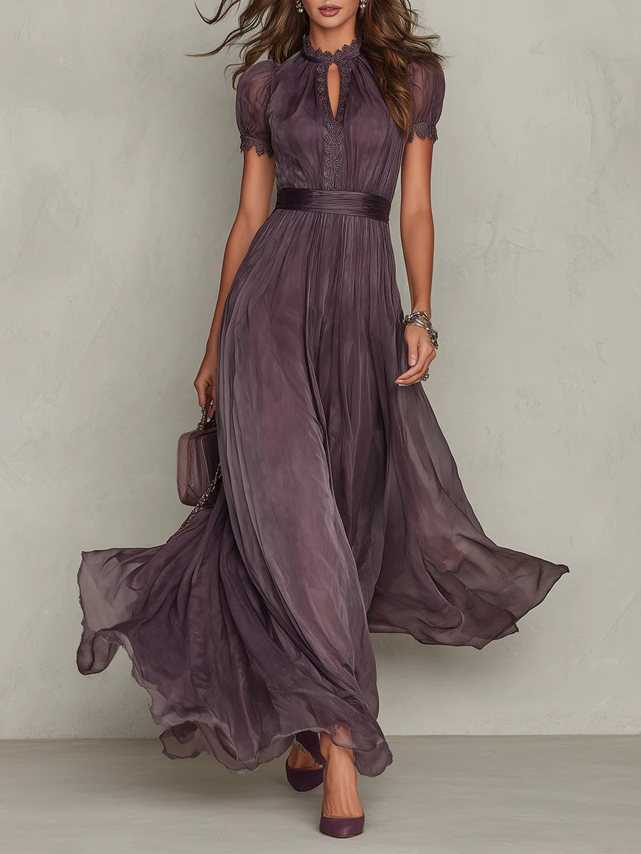 Marie • Long purple dress with keyhole neckline