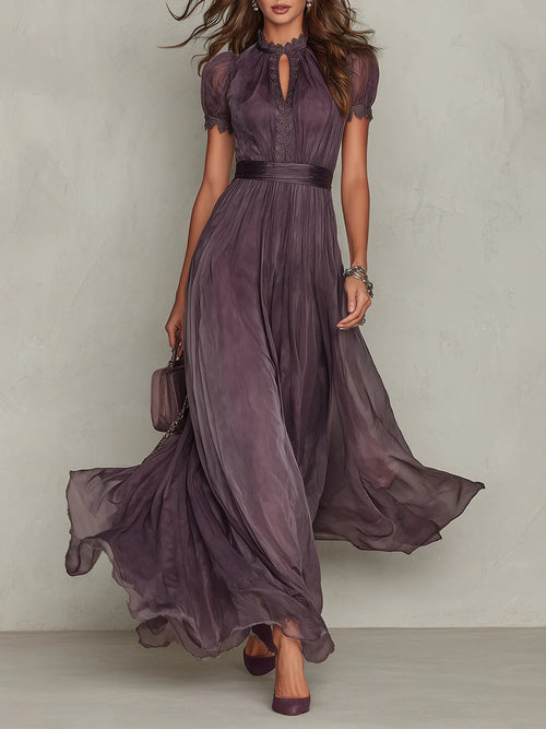 Marie • Long purple dress with keyhole neckline