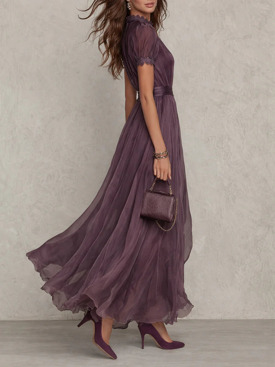 Marie • Long purple dress with keyhole neckline