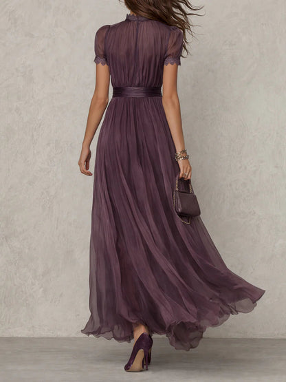 Marie • Long purple dress with keyhole neckline