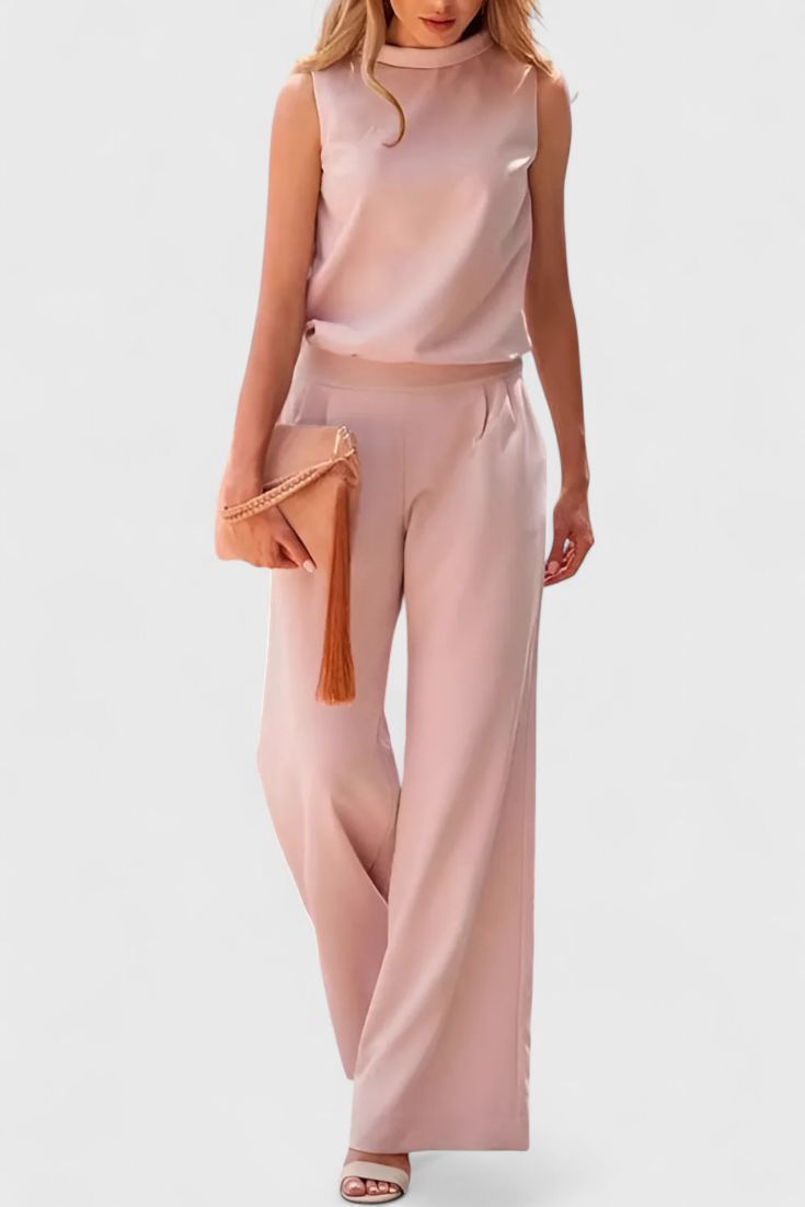 Winnie™ - Wide-Leg Fluid Jumpsuit with Round Neck