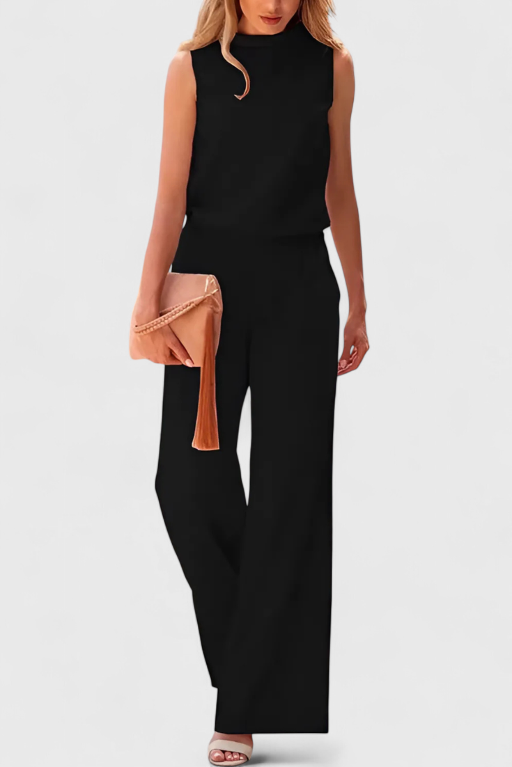 Winnie™ - Wide-Leg Fluid Jumpsuit with Round Neck
