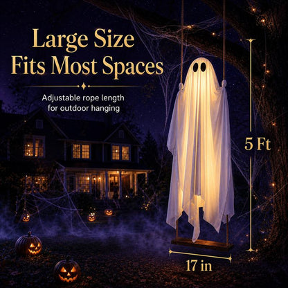 5FT Halloween Swing Ghost with LED Lights & Remote Control