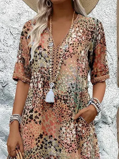 Sofia™ | Elegant Floral Midi Dress with Tummy Coverage