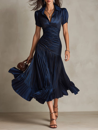 Frances ∙ Retro Striped Satin Midi Dress