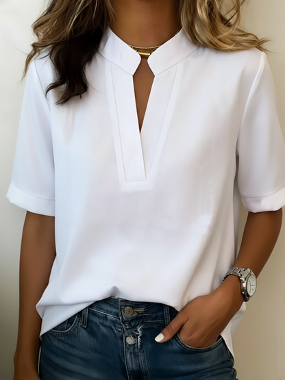 Elisa | Chic Blouse with V-Neck and Gold Detail