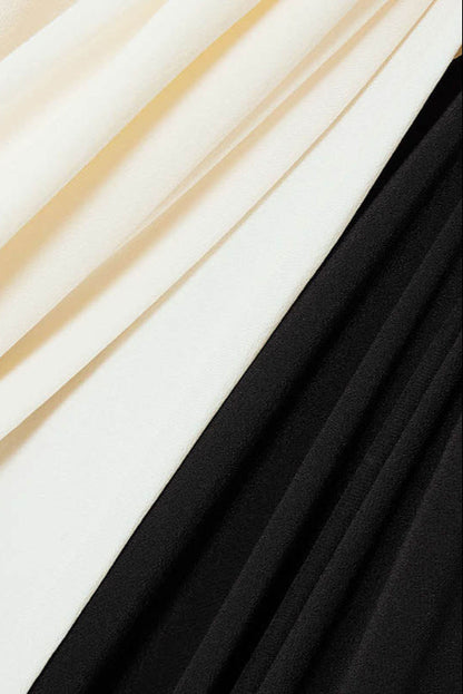 Slyune Two-Tone Long Sleeve Maxi Dress with Deep V-Neck