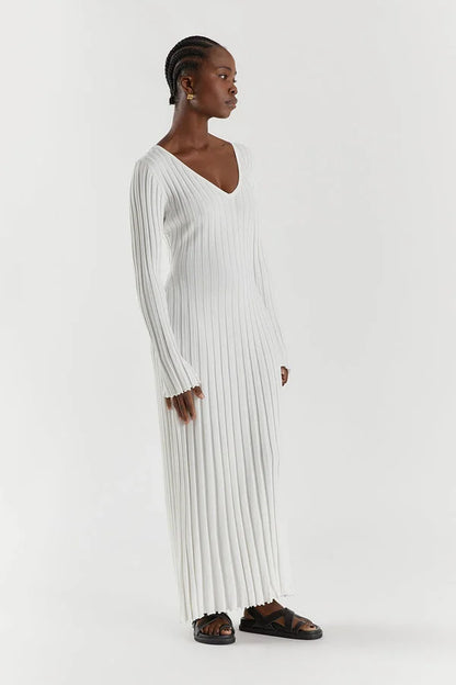 Darla Adjustable Belted Midi Ribbed Knit Dress