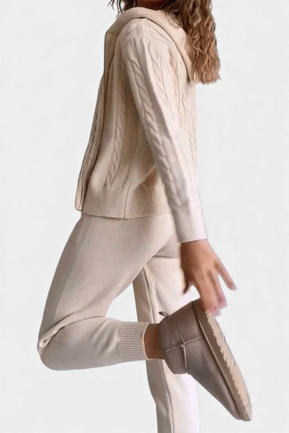 Perdita™ - Cardigan & Twisted Jacquard Sweater Set - Casual Style