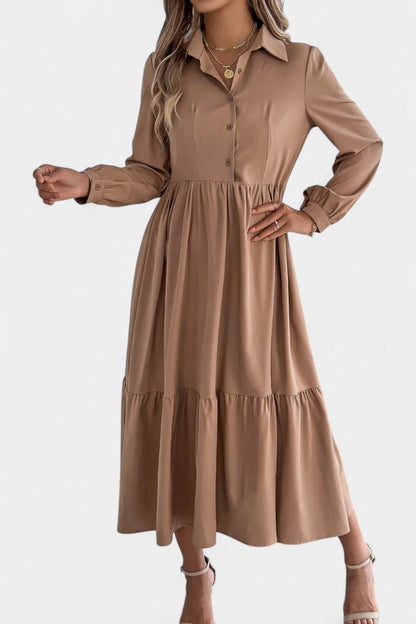 Long Sleeve Tiered Shirt Dress by Jessica Long