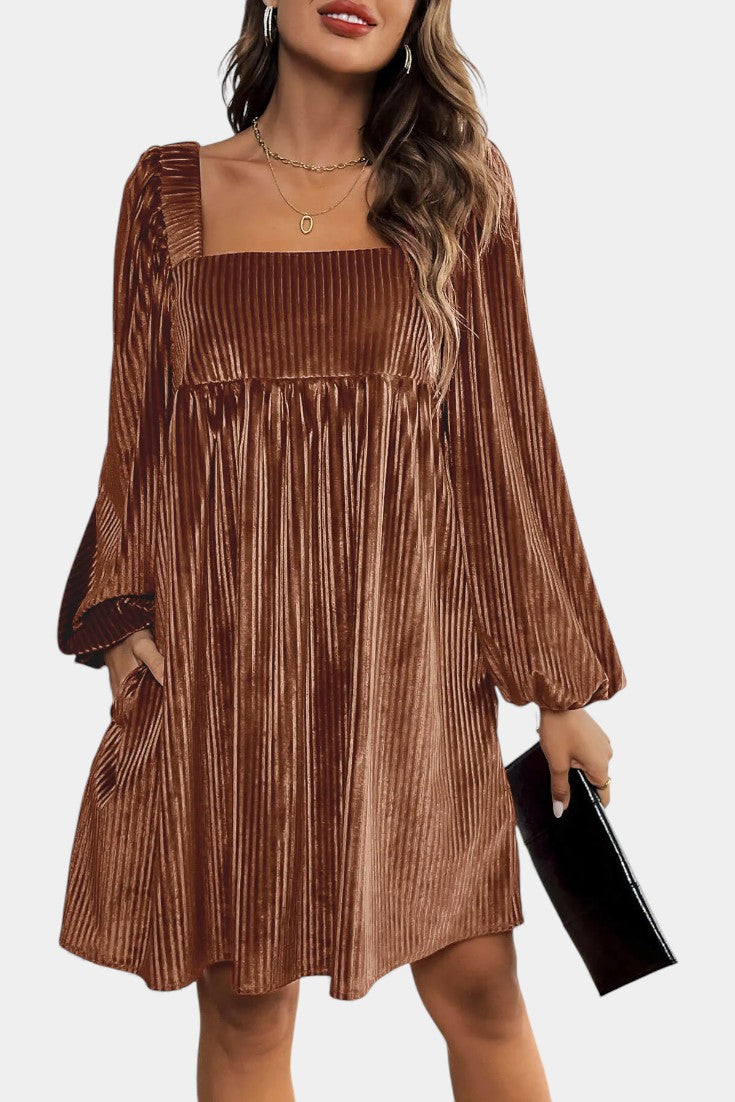 Pleated Velvet Midi Robe by Adrenia